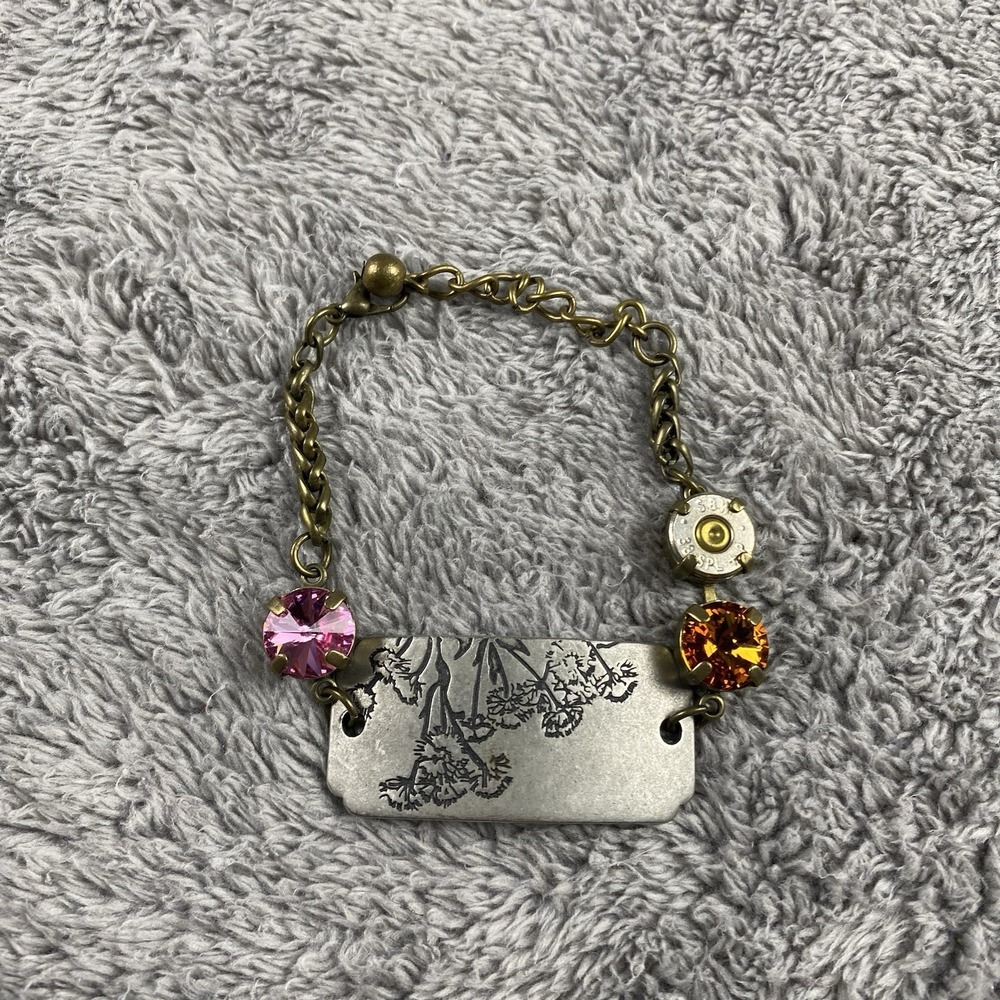 Charm‎ Bracelet Padlocks & Key Acrylic Amber beads 7"long Goldtone